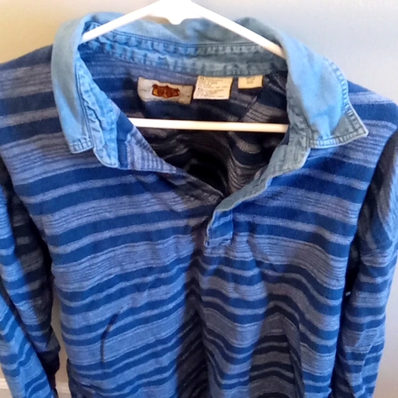 Vintage Route 66 Striped shirt jean collar - Picture 2 of 3